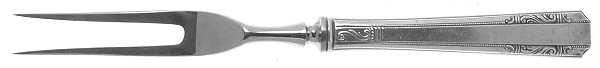 Personality (Silverplate, 1938, No Monograms) Small Steak Carving Fork with Stainless Prongs