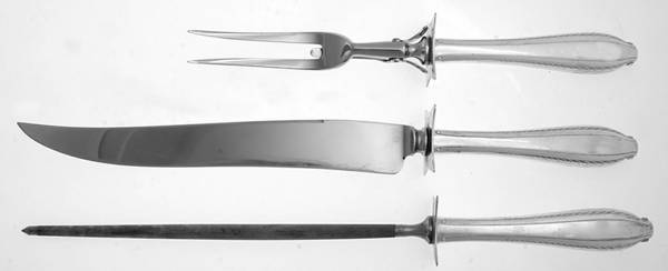 Rembrandt (Sterling, 1938, No Monograms) (3 Pc)Carving Set-Lg Stnbl/Roast w/Sterling Guard
