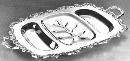 Royal English (Silverplate, Hollowware) Large 3-Part Footed Meat Platter