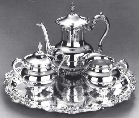 Royal English (Silverplate, Hollowware) 3-Piece Coffee Set and Tray