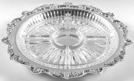 Royal English (Silverplate, Hollowware) 5 Part Relish with Glass Liner(S)