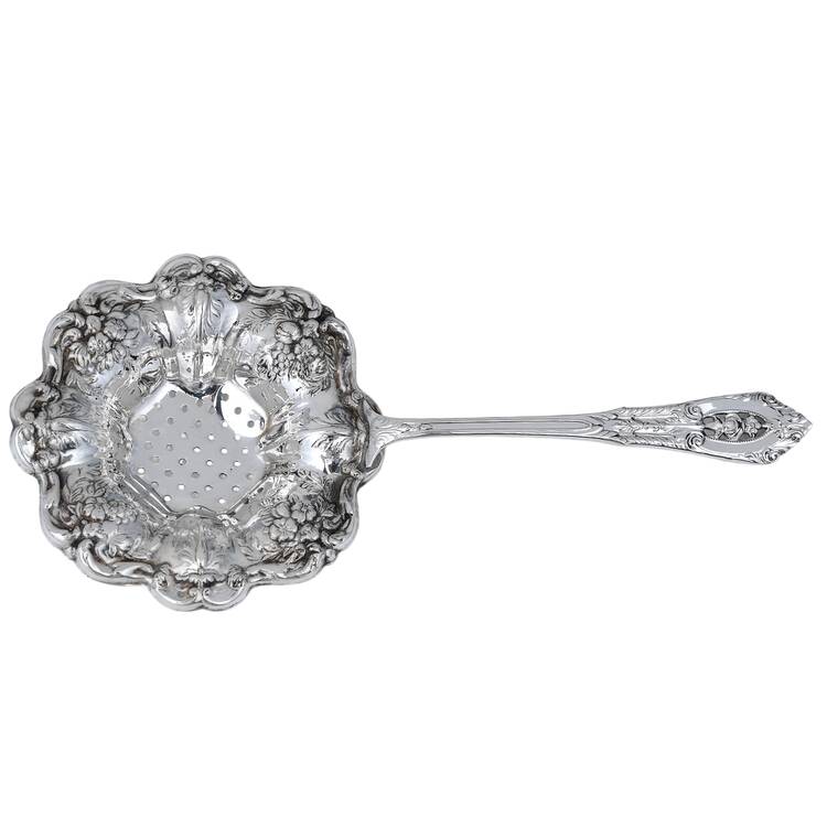 Rose Point (Sterling, 1934, No Monograms) Solid Individual Overcup Tea Strainer