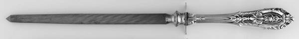 Rose Point (Sterling, 1934, No Monograms) Small Steel Rod Sharpener Knife