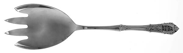 Rose Point (Sterling, 1934, No Monograms) Salad Serving Fork with Stainless Prongs