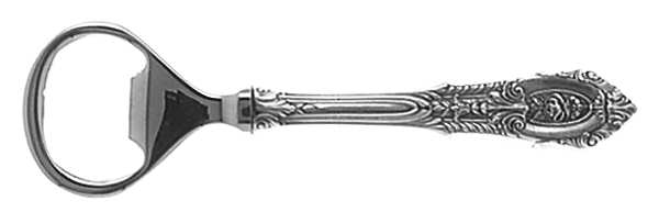 Rose Point (Sterling, 1934, No Monograms) Large Bottle Opener with Stainless Bowl