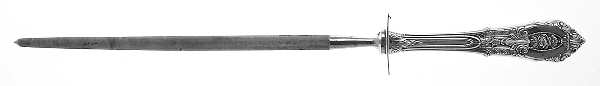 Rose Point (Sterling, 1934, No Monograms) Large Roast Steel Rod Knife Sharpener