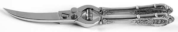 Rose Point (Sterling, 1934, No Monograms) Poultry Shears with Stainless Blades
