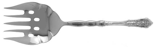 Rose Point (Sterling, 1934, No Monograms) Large Oversize Stainless Cold Meat Serving Fork