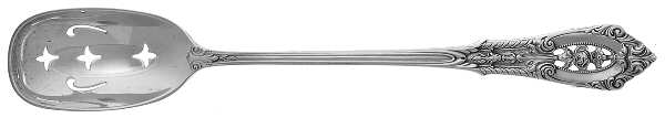 Rose Point (Sterling, 1934, No Monograms) Pierced Bowl Short Handle Olive Spoon