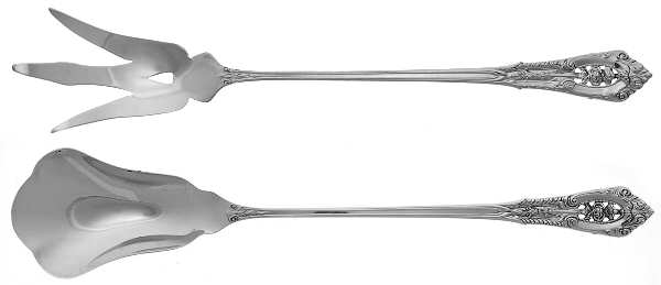 Rose Point (Sterling, 1934, No Monograms) 2 Pc Large Lettuce Serving Set