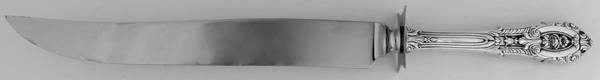 Rose Point (Sterling, 1934, No Monograms) Large Stainless Blade Roast Carving Knife