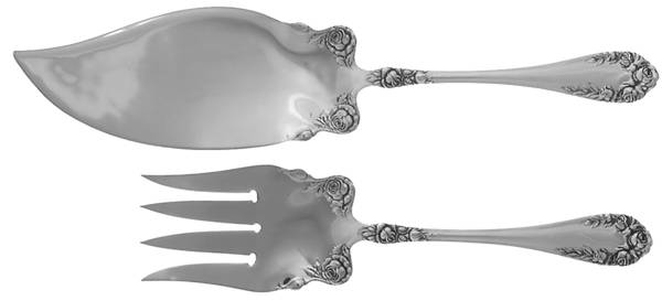Rose (Sterling, 1898-1888) 2 Piece Large Solid Fish Serving Set