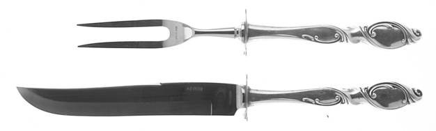 Silver Swirl (Sterling) Small Steak 2-Piece Carving Set w/Stainless Blade