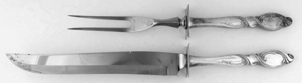 Silver Swirl (Sterling) Large 2-Piece Roast Carving Set w/ Stainless Blade by Wallace Silver