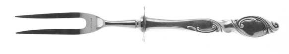 Silver Swirl (Sterling) Small Steak Carving Fork with Stainless Prongs