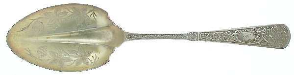 St. George (Sterling, 1890) Solid Bright Cut Vegetable Serving Spoon