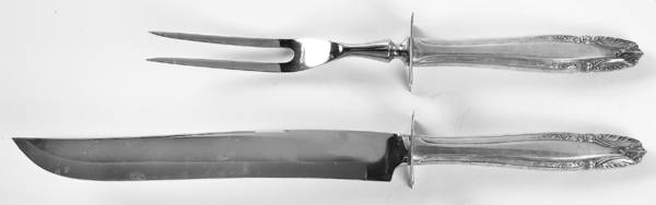 Stradivari (Sterling, 1937, No Monograms) Large 2-Piece Roast Carving Set w/ Stainless Blade