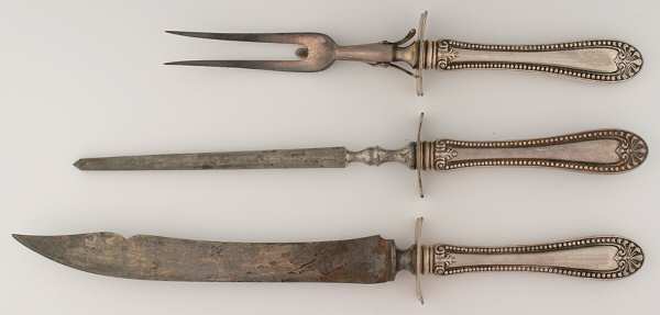 Stuart (Silverplate, 1899) Large 3-Piece Roast Carving Set w/ Stainless Blade