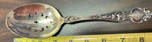 Violet (Sterling, 1904, No Monograms) Pierced Vegetable Serving Spoon