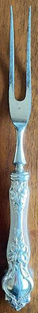 Violet (Sterling, 1904, No Monograms) Small Steak Carving Fork with Stainless Prongs