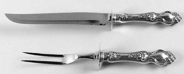 Violet (Sterling, 1904, No Monograms) (2 Pc)Carving Set-Lg Stnbl/Roast w/Sterling Guard