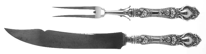 Violet (Sterling, 1904, No Monograms) Large 2-Piece Roast Carving Set with Stainless Blade