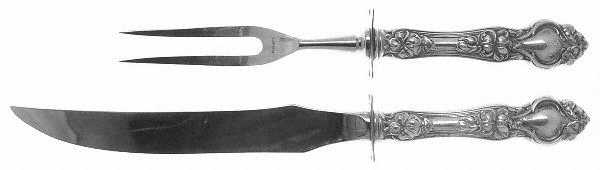 Violet (Sterling, 1904, No Monograms) 2 Piece Small Carving Set W/ Sterling Guard