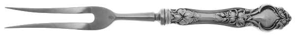 Violet (Sterling, 1904, No Monograms) Small Steak Carving Fork with Stainless Prongs