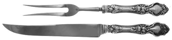 Violet (Sterling, 1904, No Monograms) Small 2-Piece Steak Carving Set w/Stainless Blade