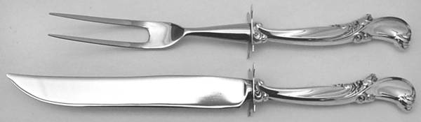 Waltz of Spring (Sterling, 1952) 2 Piece Small Carving Set W/ Sterling Guard