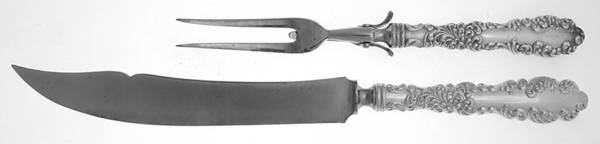 Waverly (Sterling, 1890) Large 2-Piece Roast Carving Set w/Stainless Blade by Wallace Silver