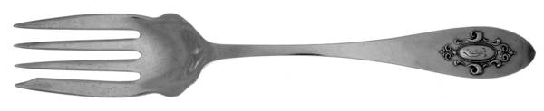 Princess (Silverplate, 1910) Monogram Medium Solid Cold Meat Serving Fork