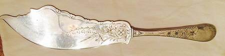 Antique Lily-Engraved (Sterling, 1882) Ice Cream Slicer Bright Cut