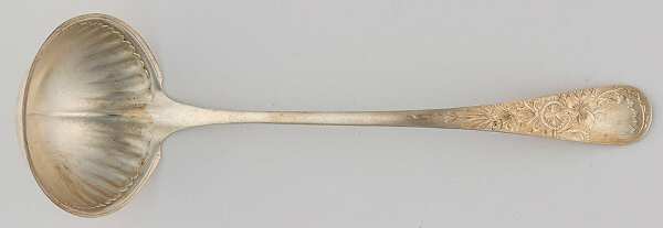 Antique Lily-Engraved (Sterling, 1882) Solid Gravy Ladle