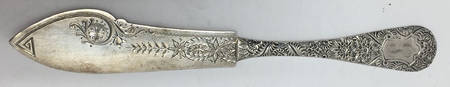 Antique-Chased (Sterling, 1882) Flat Handle Bright Cut Master Butter