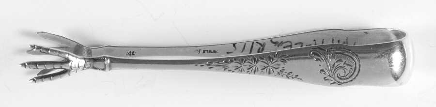 Antique M-2-Engraved (Sterlng, 1884) Small Sugar Tongs