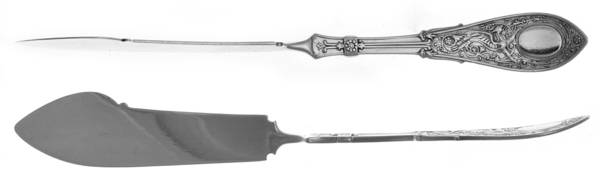 Arabesque (Sterling, 1875) Flat Twisted Handle Master Butter Knife by Whiting Manf Co