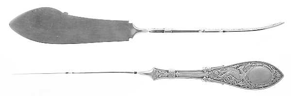 Arabesque (Sterling, 1875) Flat Twisted Handle Master Butter Knife by Whiting Manf Co