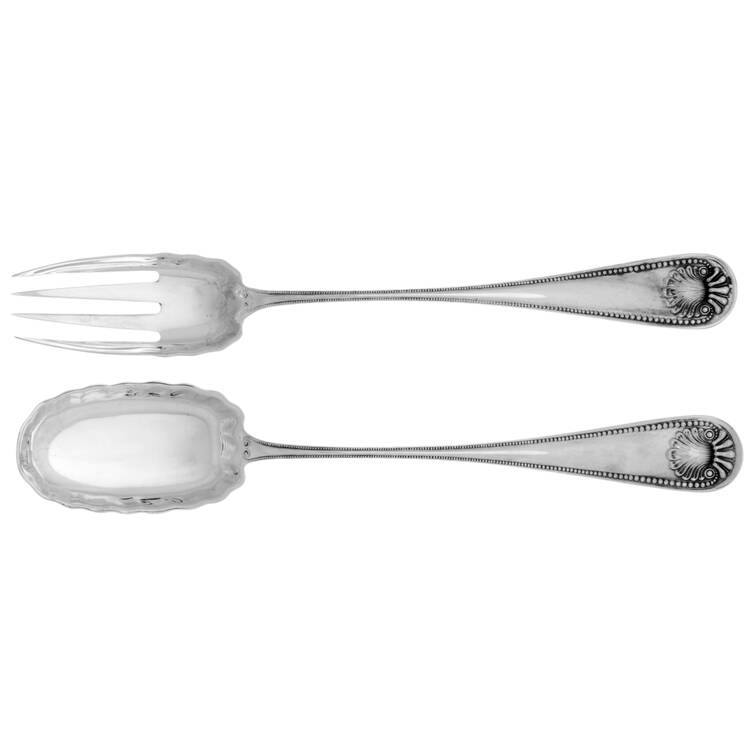 Bead (Sterling, 1880, No Monograms) Solid Oversized Serving Salad Set by Whiting Manf Co