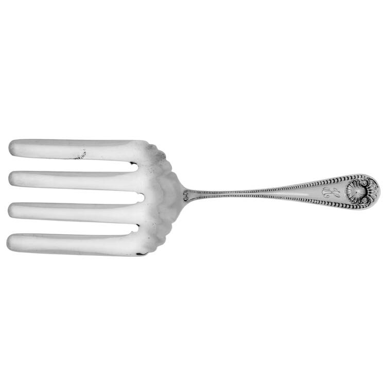 Bead (Sterling, 1880, No Monograms) Large Solid Asparagus Serving Fork by Whiting Manf Co