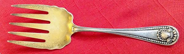 Bead (Sterling, 1880, No Monograms) Small Solid Tined Sardine Serving Fork
