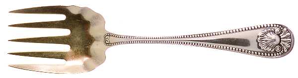 Bead (Sterling, 1880, No Monograms) Large Solid Tined Sardine Serving Fork by Whiting Manf Co