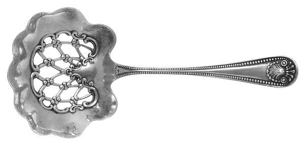 Bead (Sterling, 1880, No Monograms) Solid Bon Bon Spoon with Pierced Bowl by Whiting Manf Co
