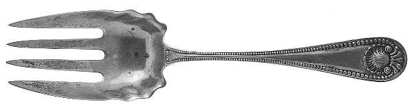 Bead (Sterling, 1880, No Monograms) Small Solid Cold Meat Serving Fork