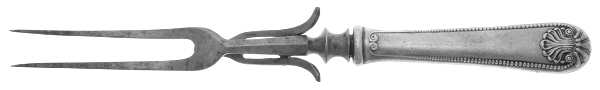 Bead (Sterling, 1880, No Monograms) Small Steak Carving Fork with Stainless Prongs by Whiting Manf Co