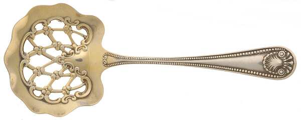 Bead (Sterling, 1880, No Monograms) Solid Bon Bon Spoon with Pierced Bowl