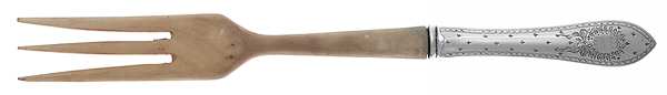 Colonial A-Engraved (Sterling, 1907) Salad Serving Fork with Wooden Prongs