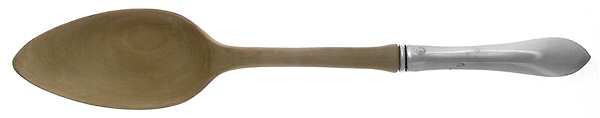 Colonial A-Engraved (Sterling, 1907) Salad Serving Spoon with Wooden Bowl