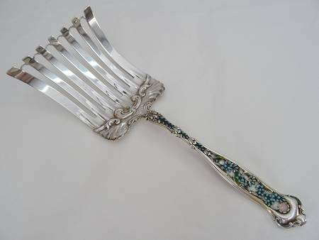 Dresden (Sterling, 1896) Enameled Solid Large Asparagus Fork