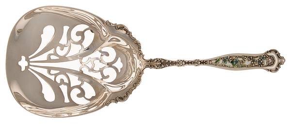Dresden (Sterling, 1896) Enameled Pierced Saratoga Chips Server by Whiting Manf Co